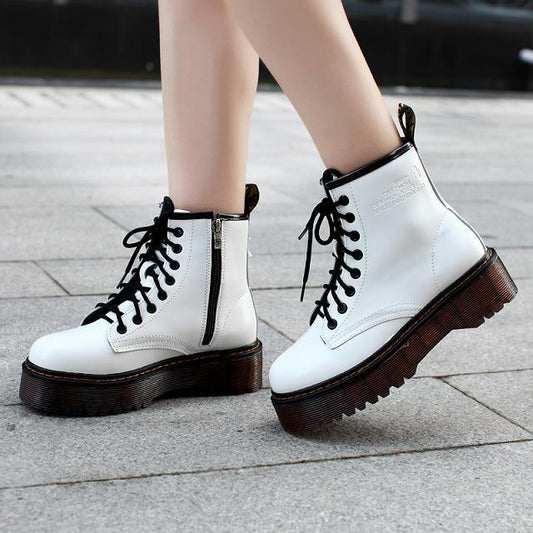 High-quality Patent Leather Thick-soled Boots for Women