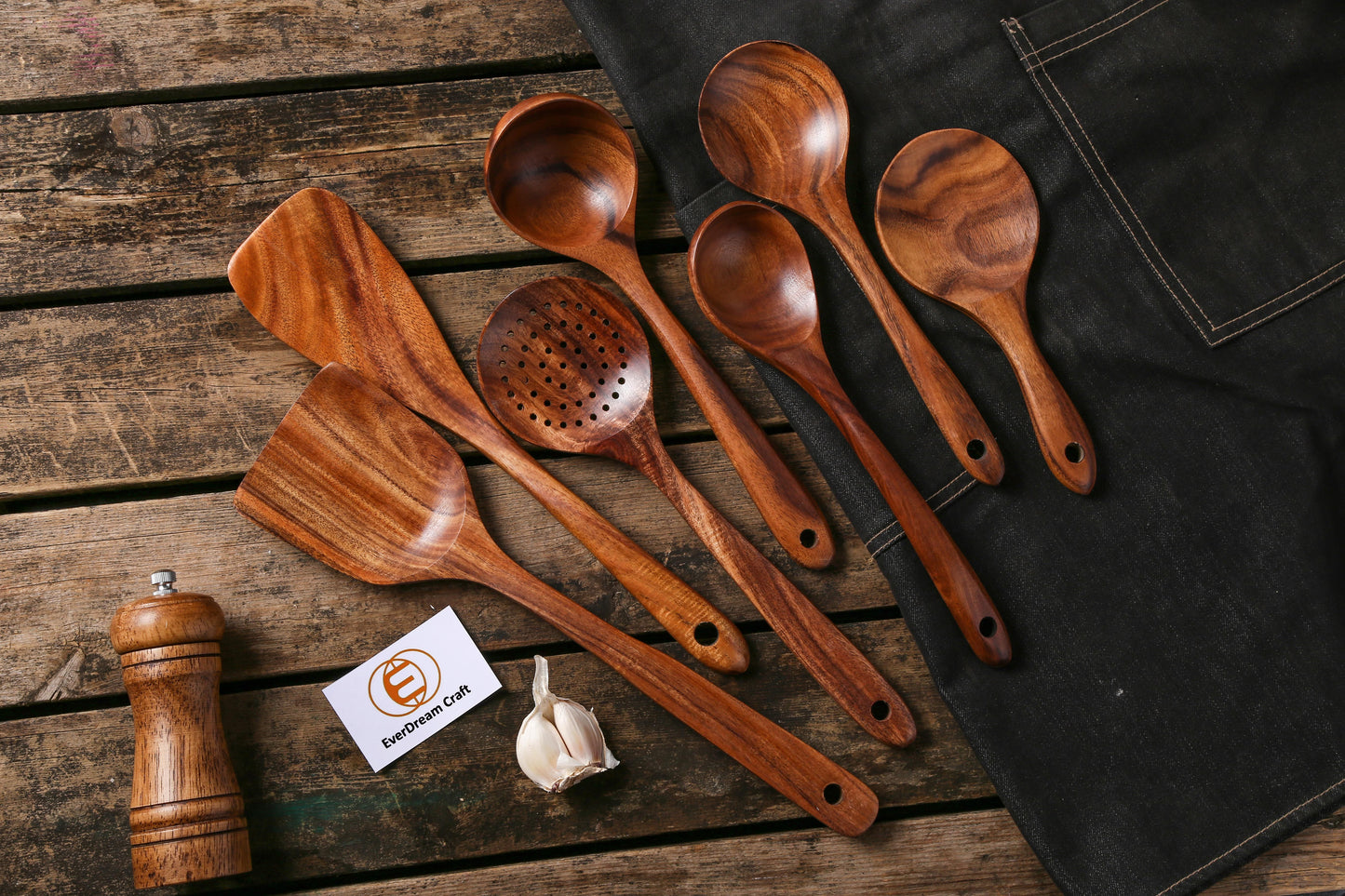 7-Piece Classic Wooden Kitchen Utensil Set