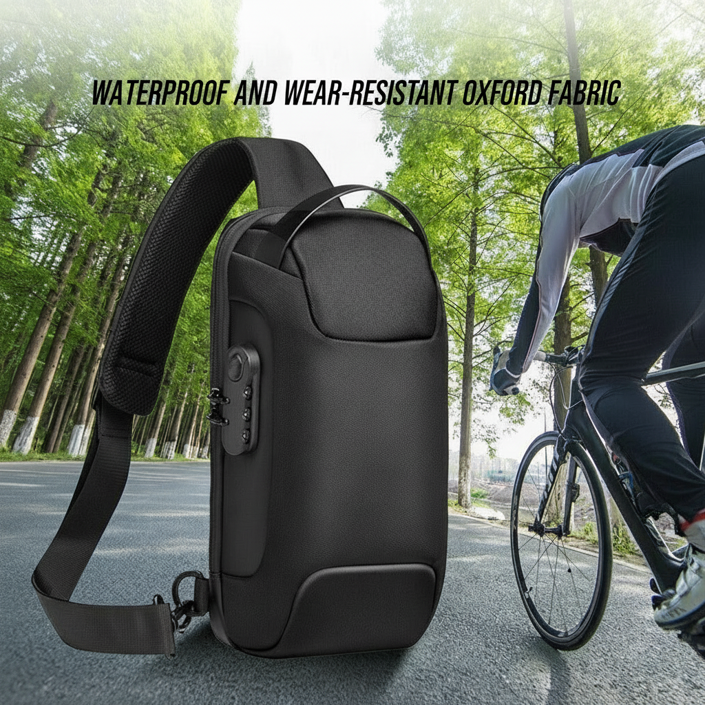 Anti-Theft Crossbody Sling Bag with Built-in Combination Lock and USB Charging Port
