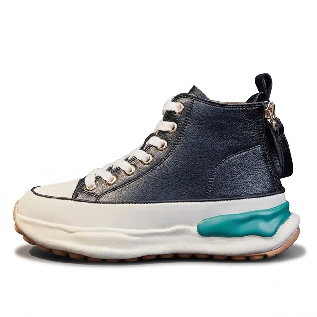 Women's High-Top Leather Platform Sneakers