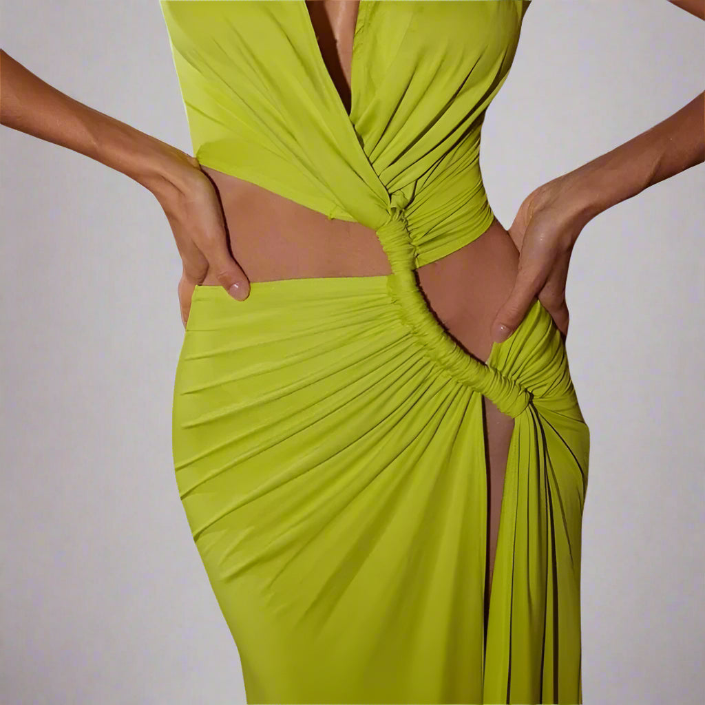 Thigh-High Slit Cutout Maxi Dress