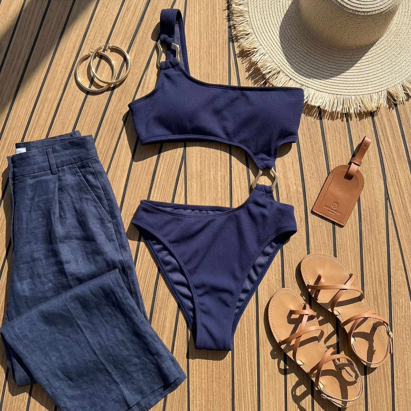 One-Piece Asymmetrical Cut-Out Swimsuit