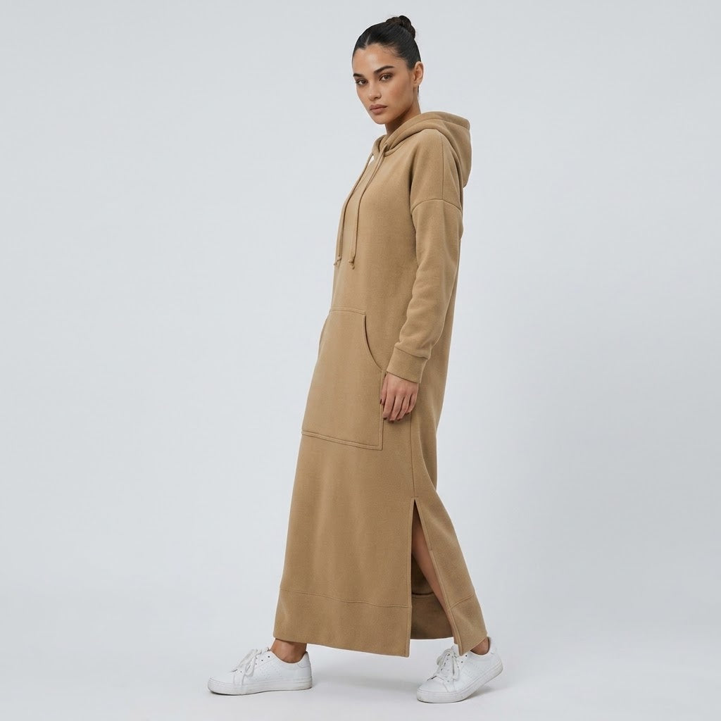 Side-Slit Maxi Hoodie Dress