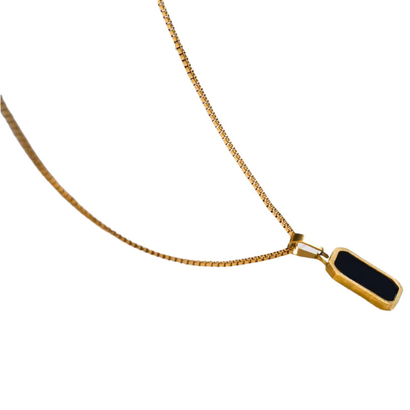 Black Onyx Pendant Gold Plated Necklace