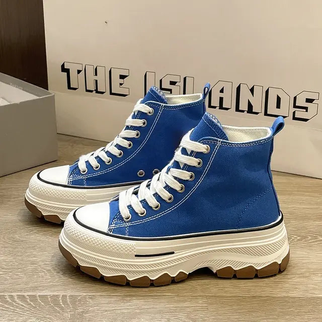 Platform High-Top Canvas Sneakers for Women