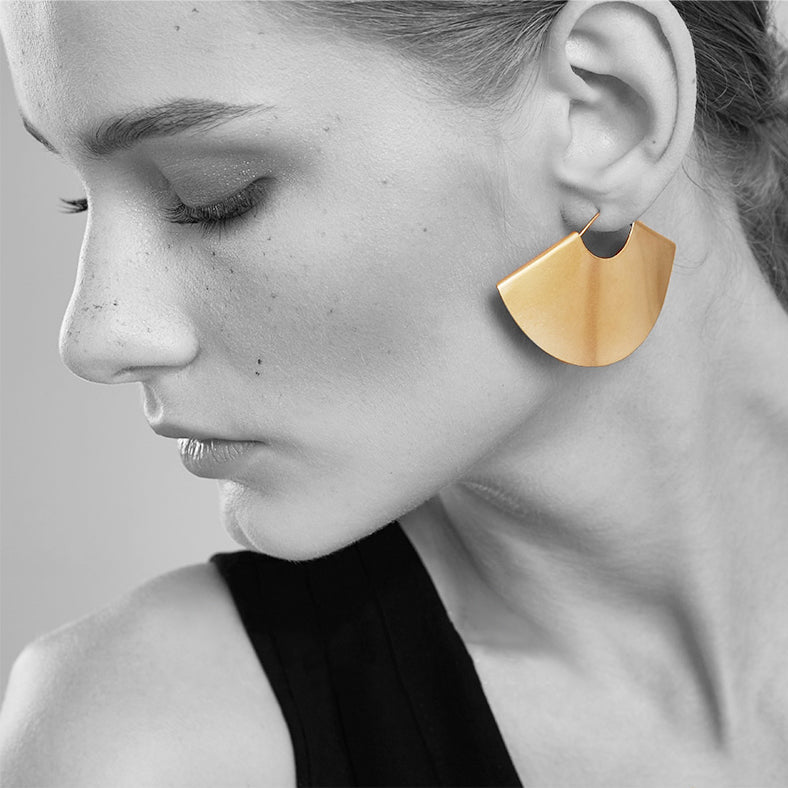 Vintage Camber Fan-Shaped Dangle Earrings