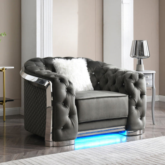 Tufted Jeweled Accent Chair with LED Light