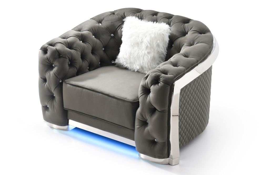 Tufted Jeweled Accent Chair with LED Light