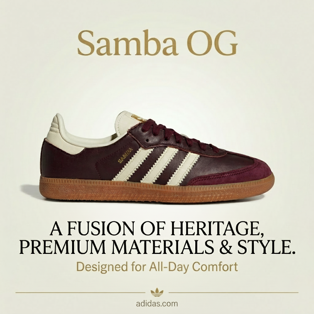 ADIDAS Women's Samba OG Sneakers – Maroon/White