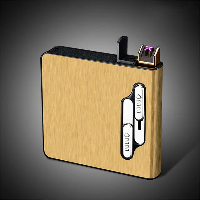 2-in-1 Cigarette Case with USB Impact Rechargeable Lighter