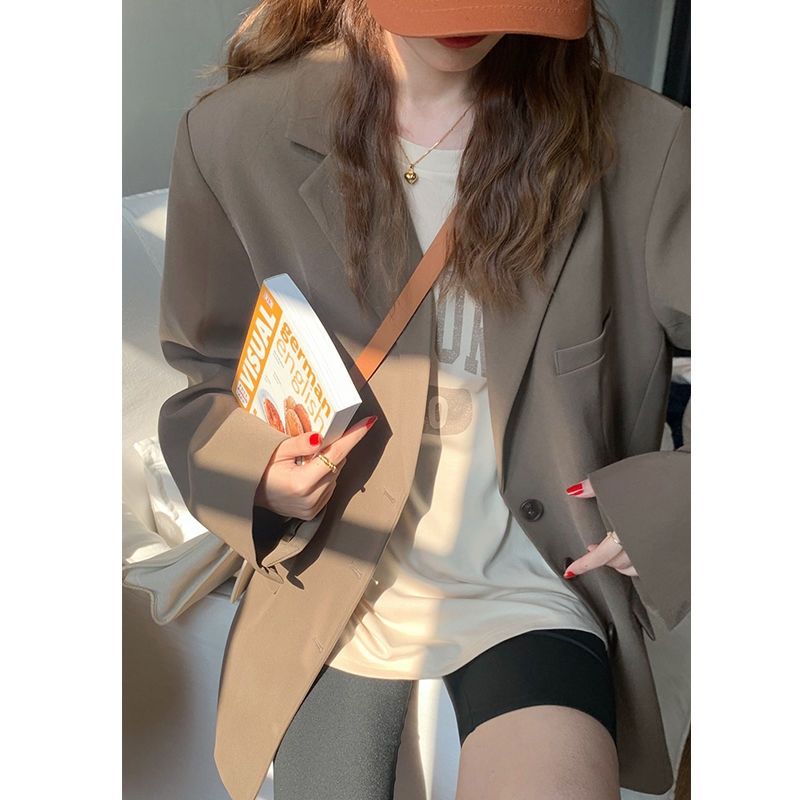 Solid Oversized Casual Suit Jacket