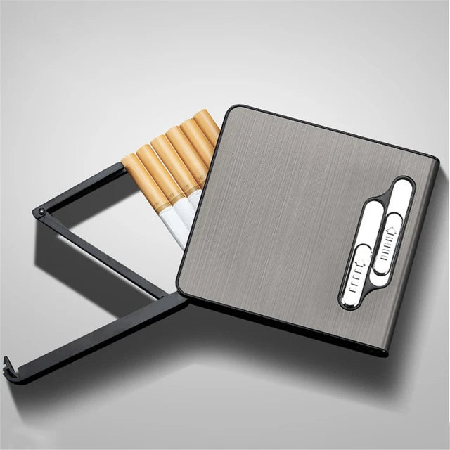 2-in-1 Cigarette Case with USB Impact Rechargeable Lighter