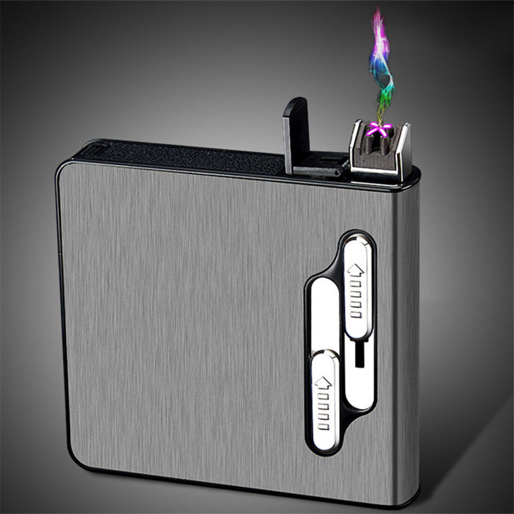 2-in-1 Cigarette Case with USB Impact Rechargeable Lighter