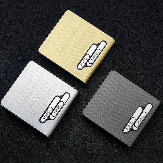 2-in-1 Cigarette Case with USB Impact Rechargeable Lighter