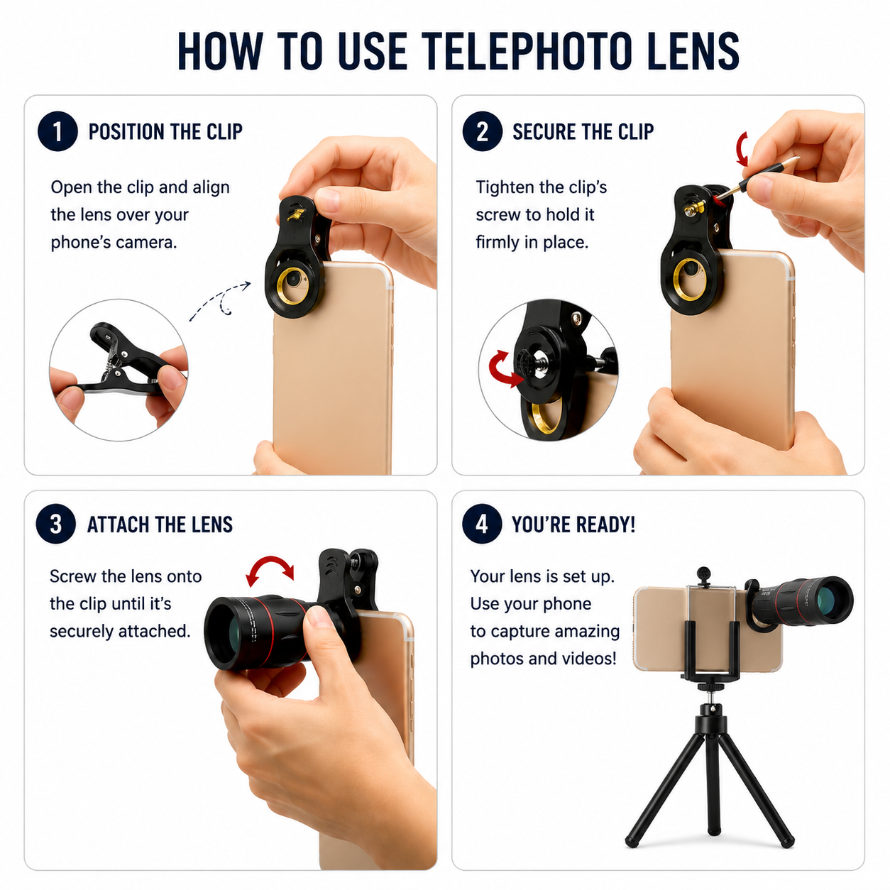 APEXEL 18x/125x Optical Zoom Telephoto Lens Kit, Mobile Phone Telescope