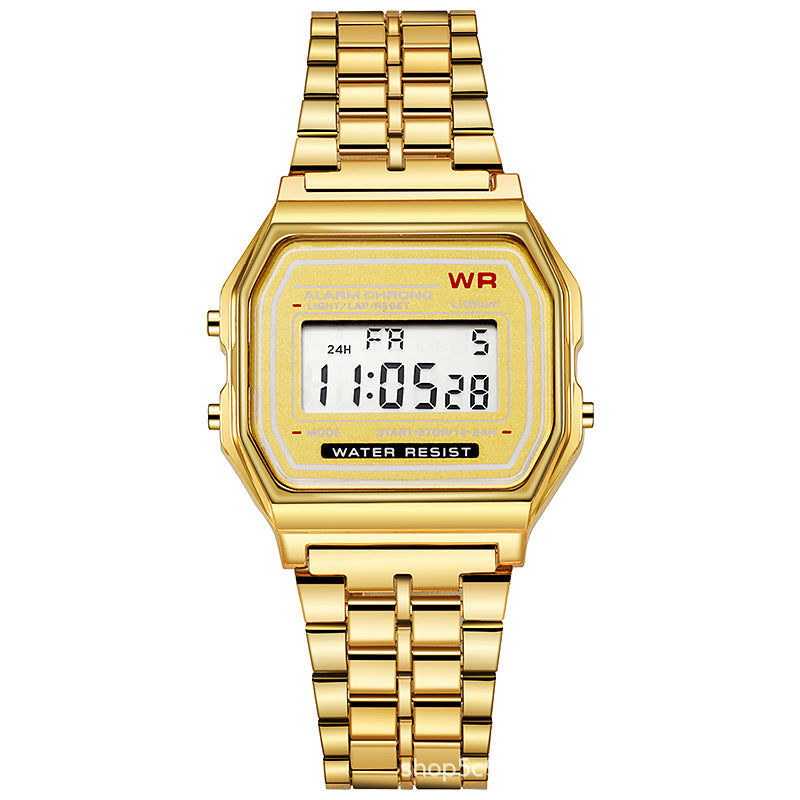 Gold-Toned Stainless Steel Digital Watch