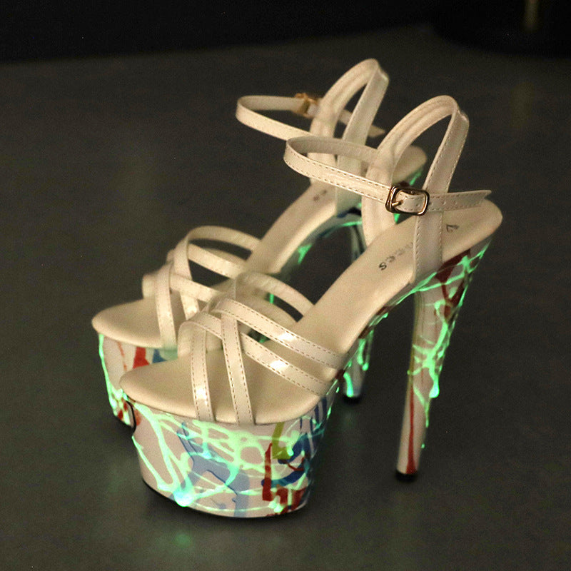 Glow-in-the-Dark Platform Stiletto Heeled Sandals