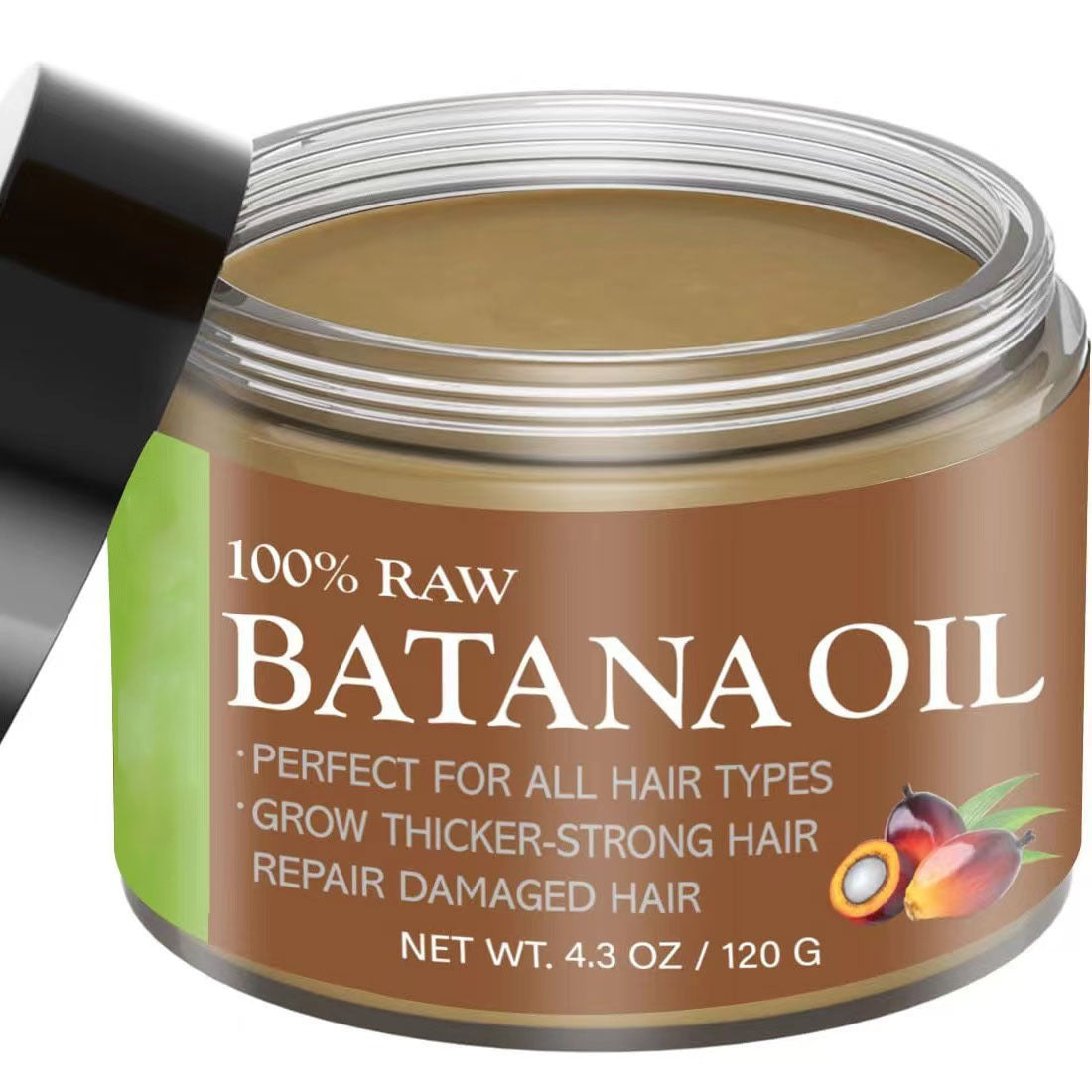 100% Raw Batana Oil, For All Hair Types, Grow Thicker-Stronger Hair, Repair Damaged Hair