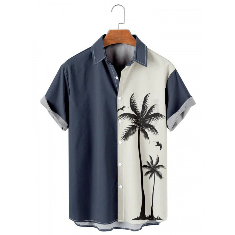 Hawaiian Tropical Print Short Sleeved Shirt for Men, S-5XL