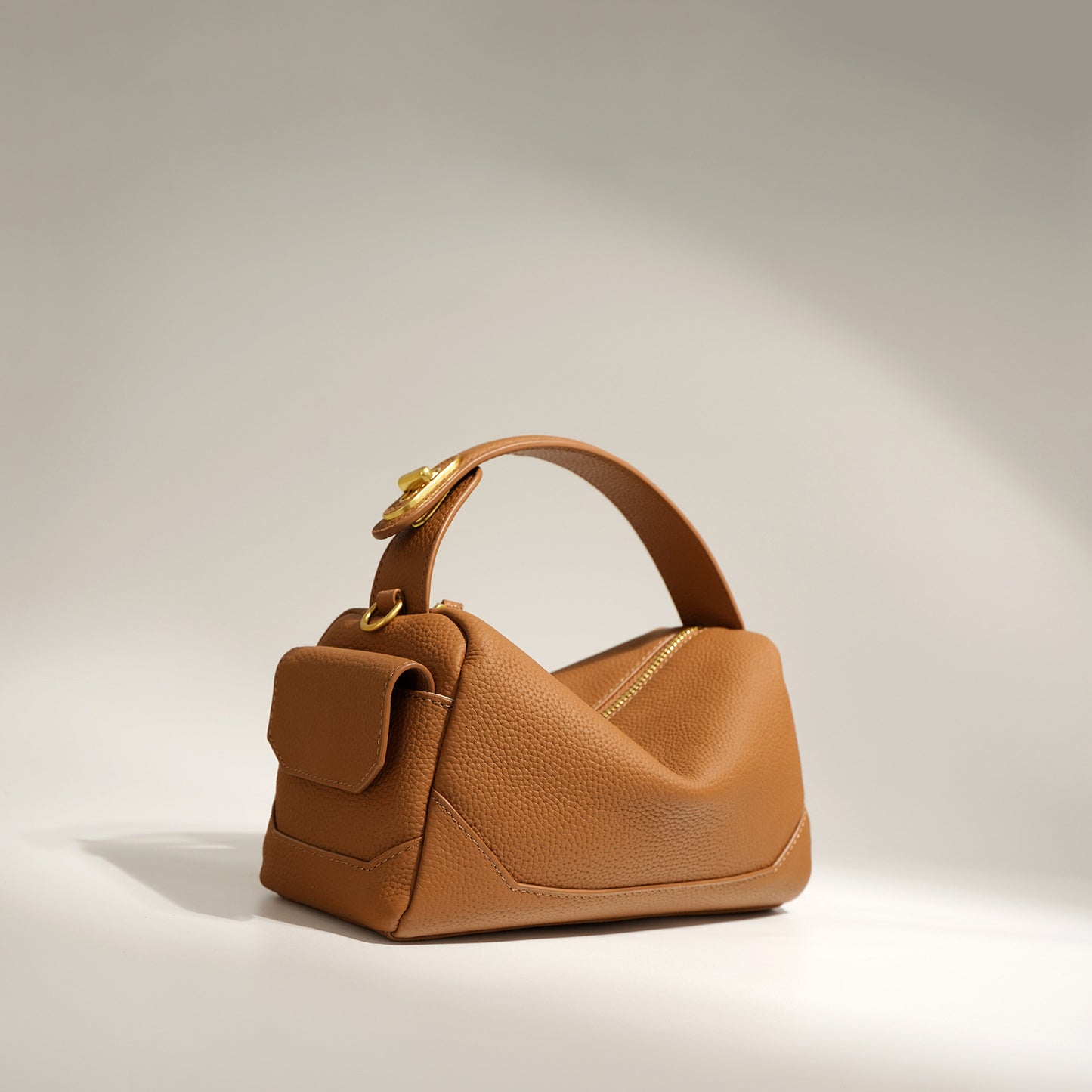 Genuine Cowhide Leather Boston Bag with Crossbody/Shoulder strap