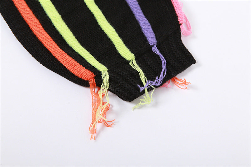 Distressed Cropped Knit Sweater