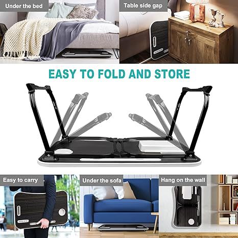 Foldable Laptop Desk for Bed with USB Ports, Free Nightlight & Fan