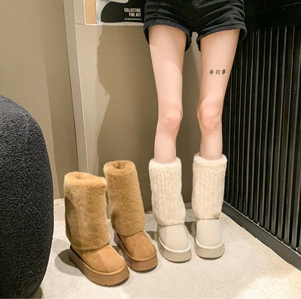 Fold Over Platform Fur Boots