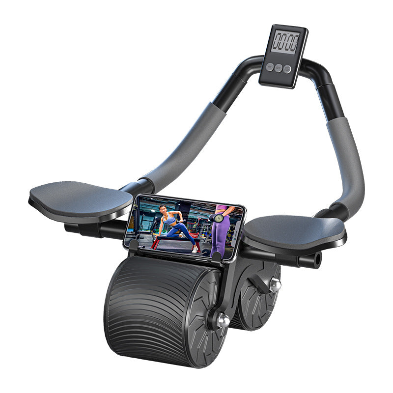 Automatic Rebound Ab Roller Wheel with Elbow Support and Phone Holder