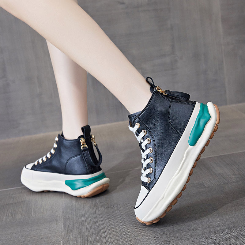 Women's Leather Platform Sneakers