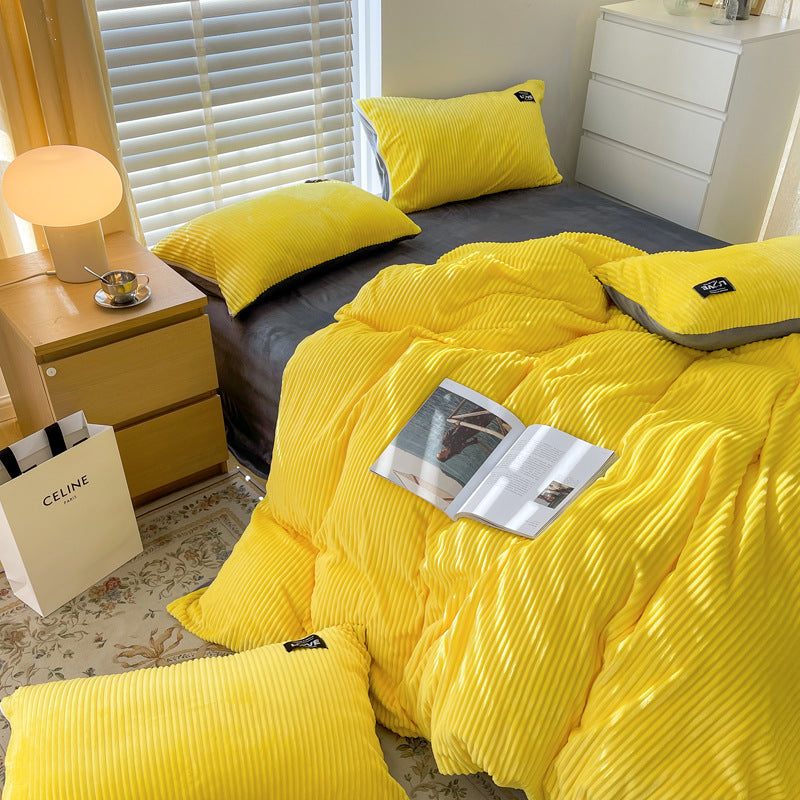 4-Piece Ribbed Velvet Bedding Set