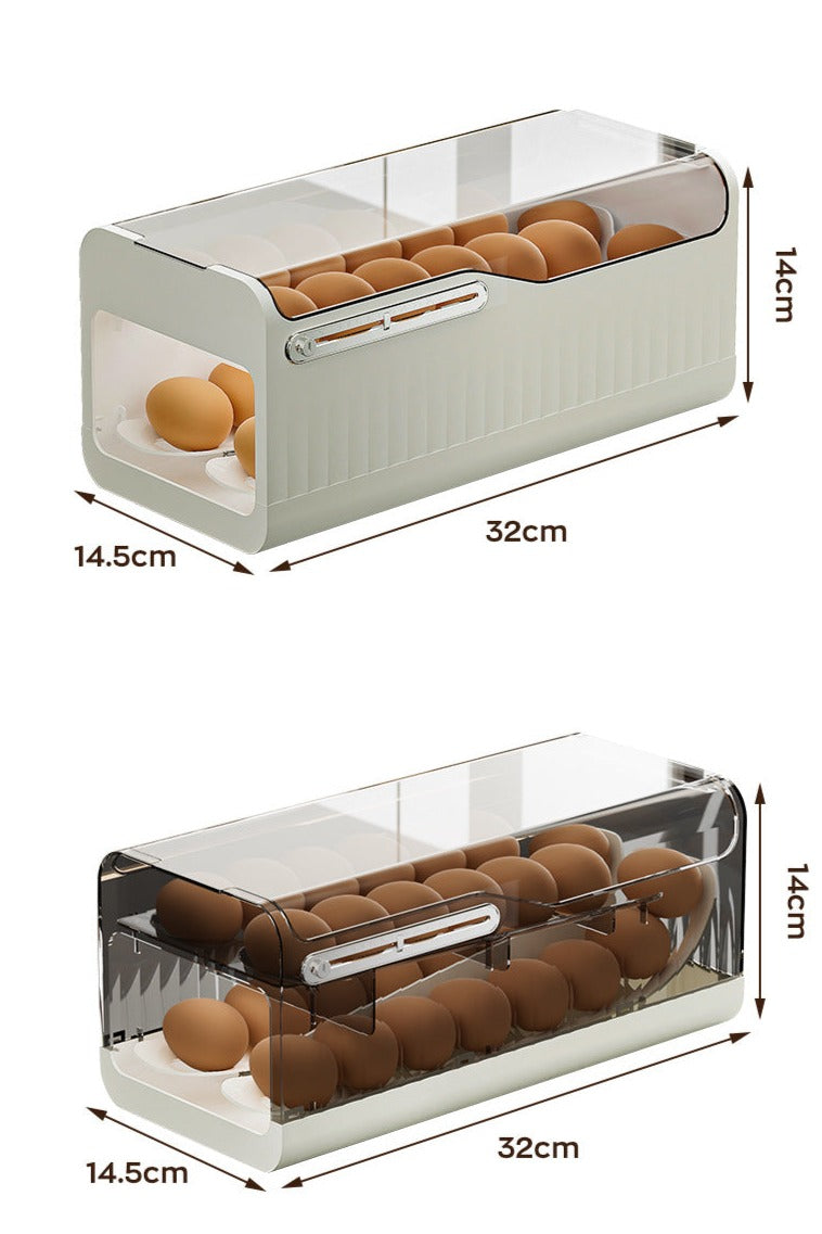 2-Layer Egg Rolling Dispenser Storage Box with Time Scale