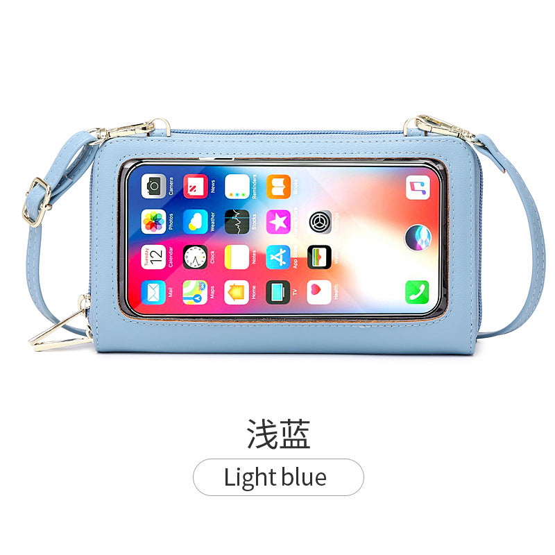 PU Leather Touch-Screen Crossbody Mobile Phone Purse with RFID Anti-theft