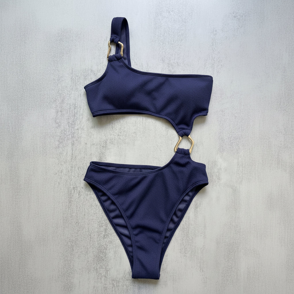 One-Piece Asymmetrical Cut-Out Swimsuit