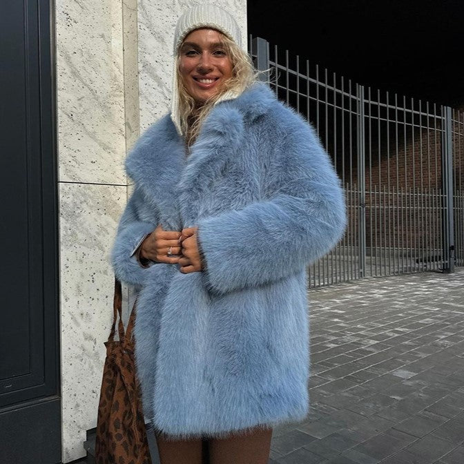 Faux Fur Mid-Length Coat