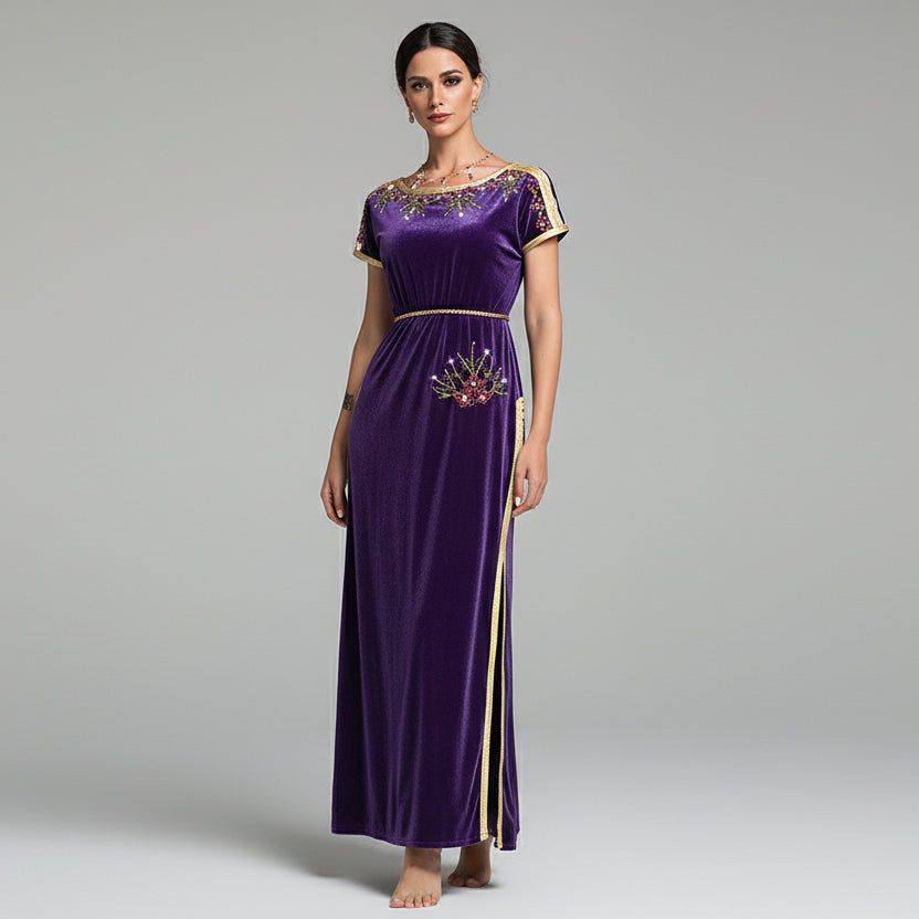 High Side-Slit Embroidered Abaya