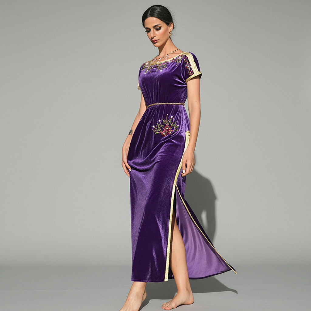 High Side-Slit Embroidered Abaya