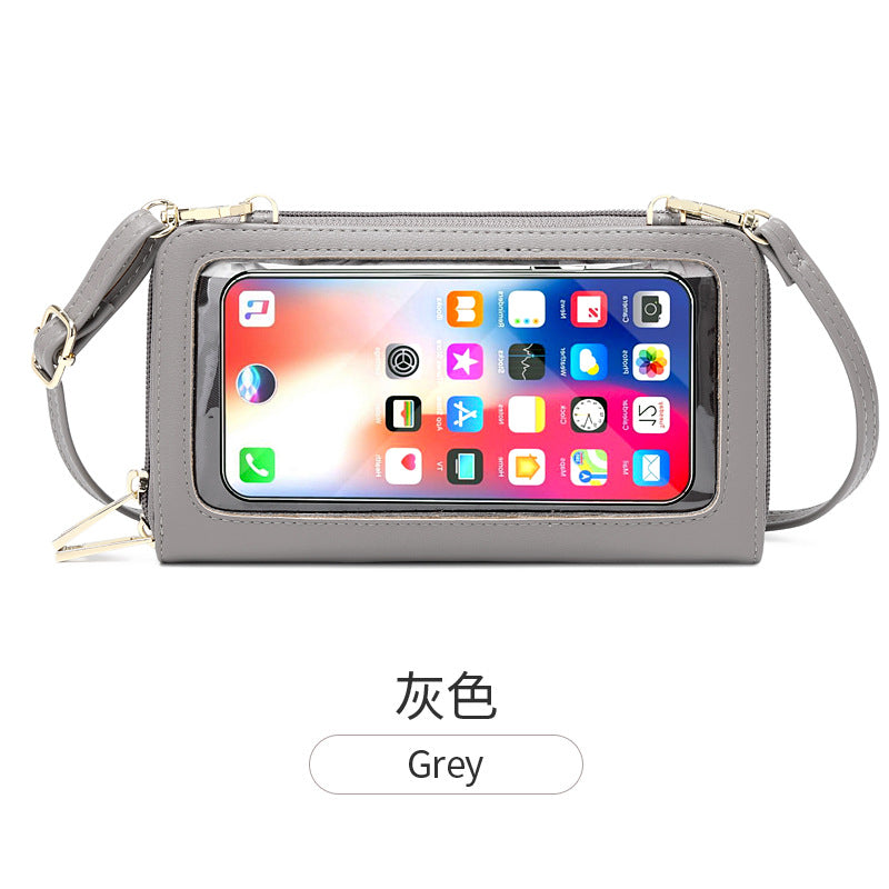 PU Leather Touch-Screen Crossbody Mobile Phone Purse with RFID Anti-theft