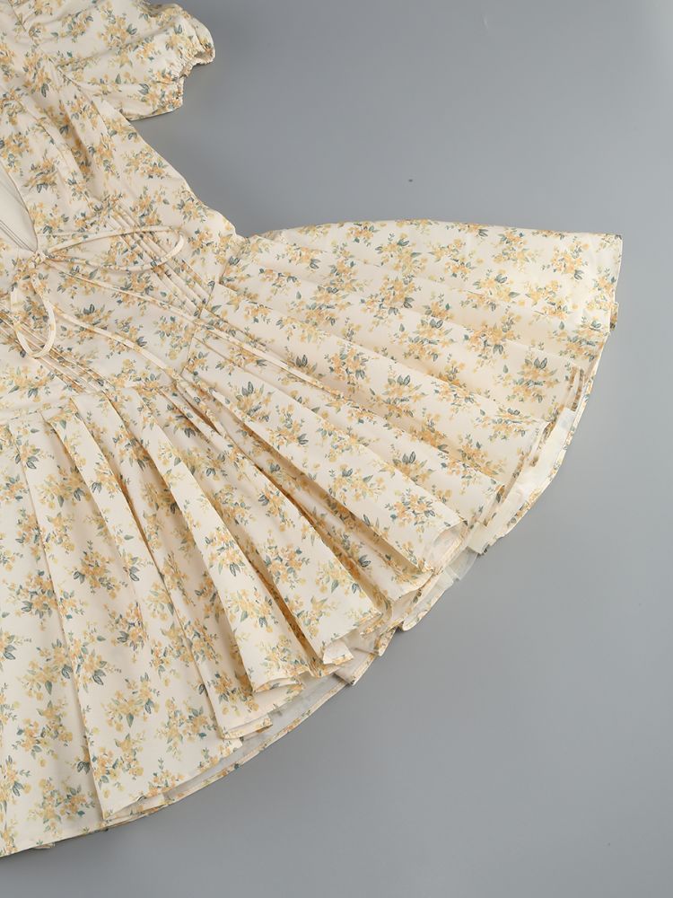 Puff Sleeve Floral Print Mini Dress