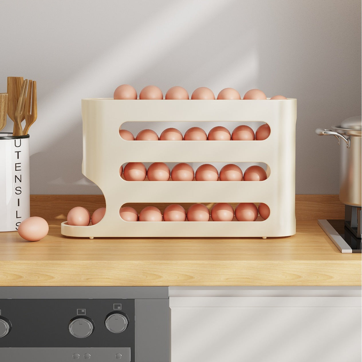 4-Layer Egg Rolling Dispenser for Refrigerator