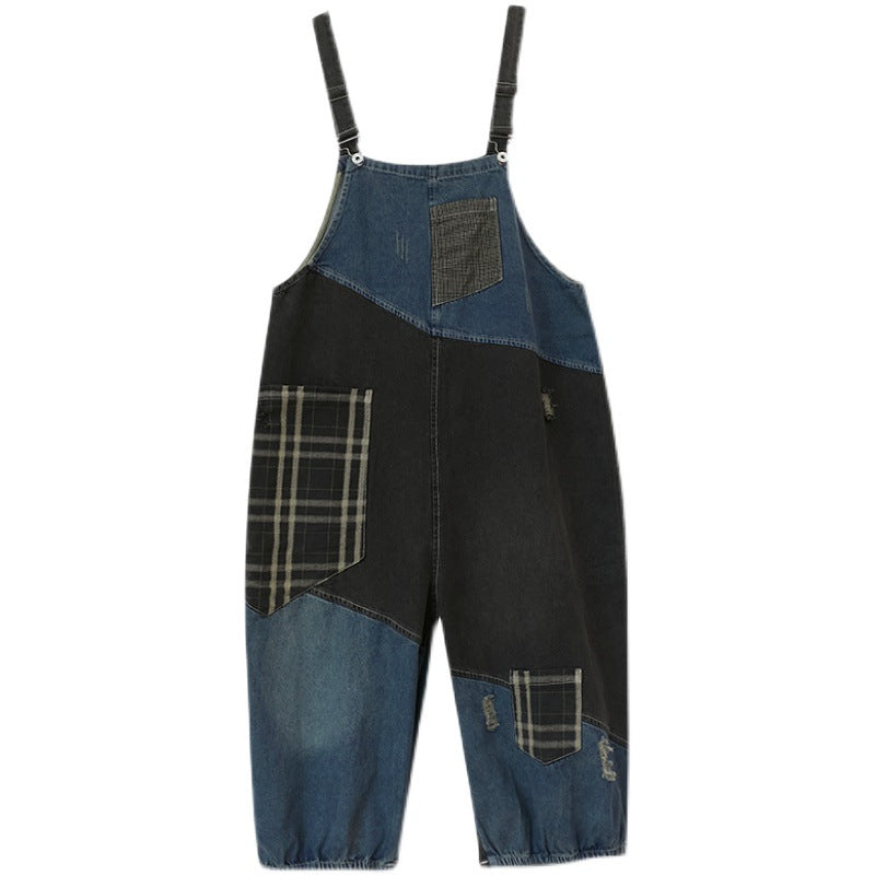 Patchwork Denim Overalls