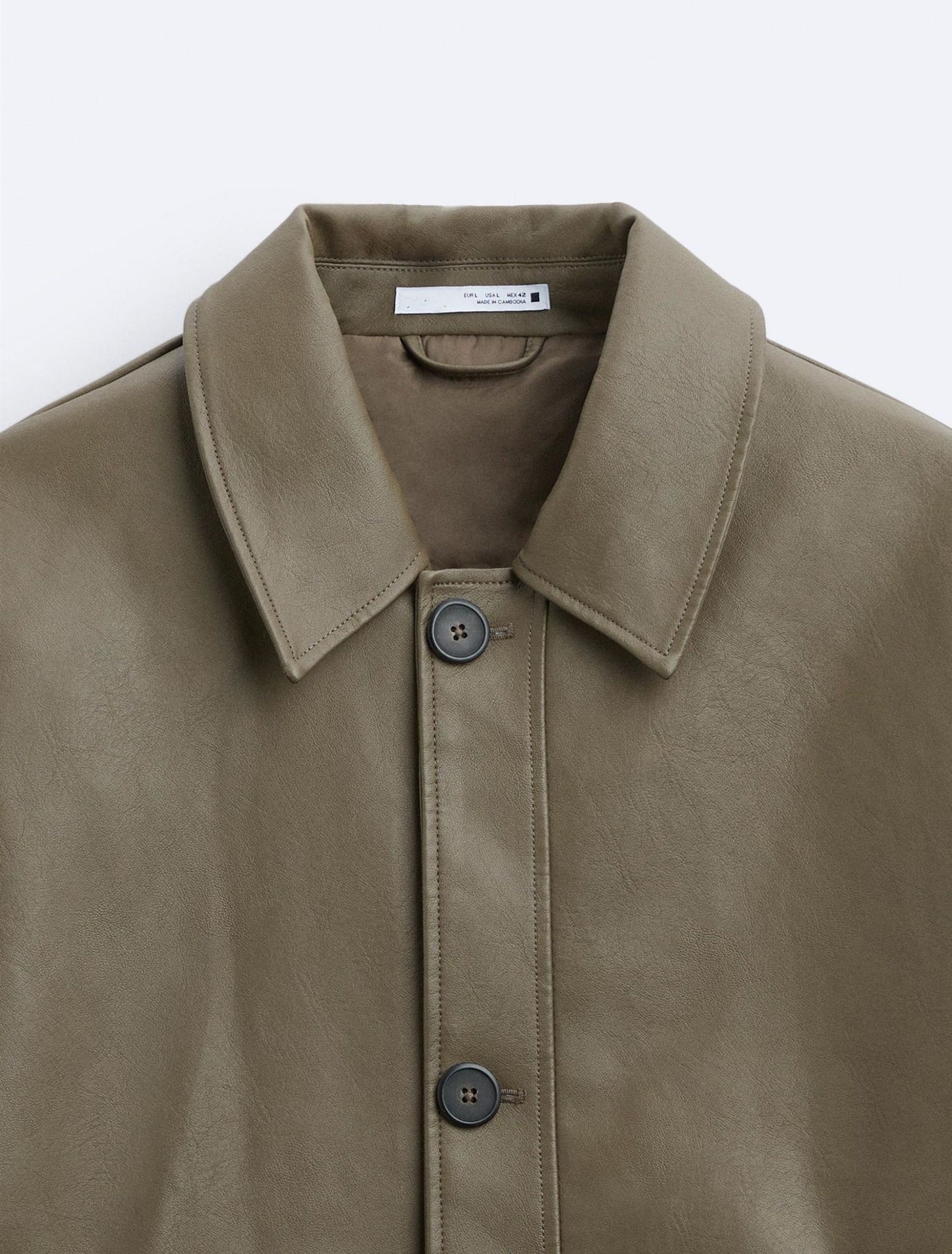 Men's Faux Leather Boxy Fit Jacket