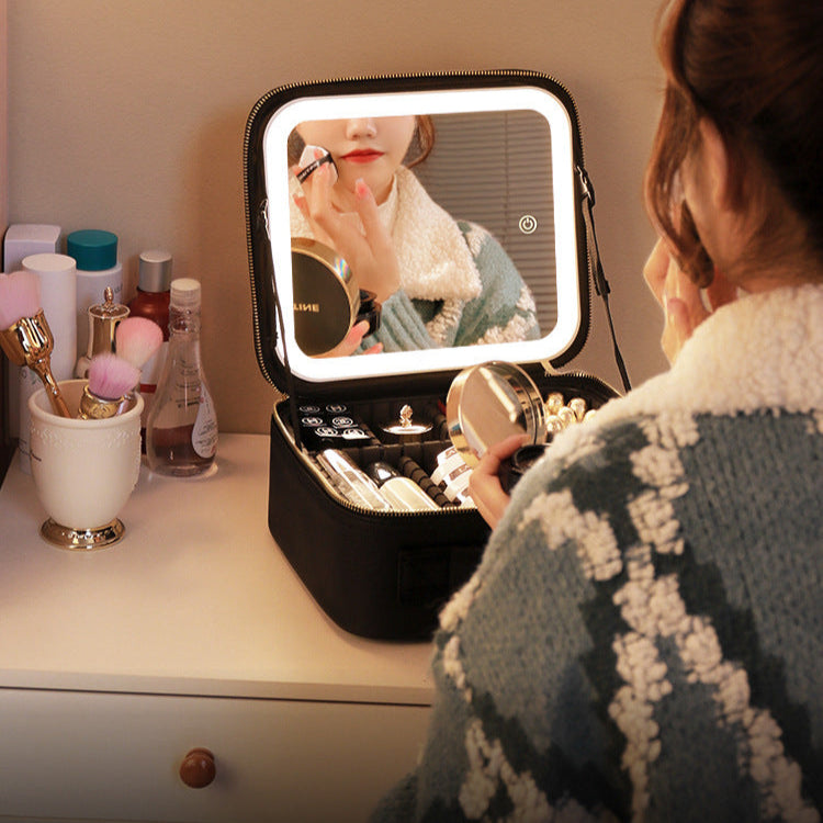 Waterproof Makeup Case with Detachable LED Mirror