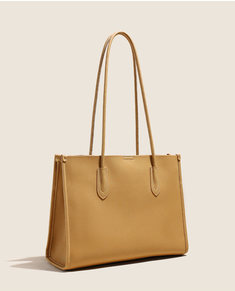 Genuine Cowhide Leather Tote Bag – Large Capacity