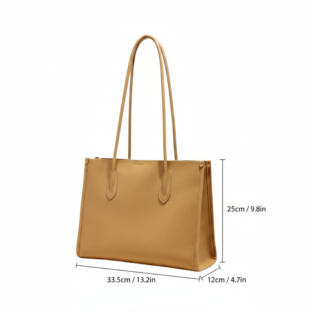 Minimalist Shoulder Tote – Genuine Cowhide Leather
