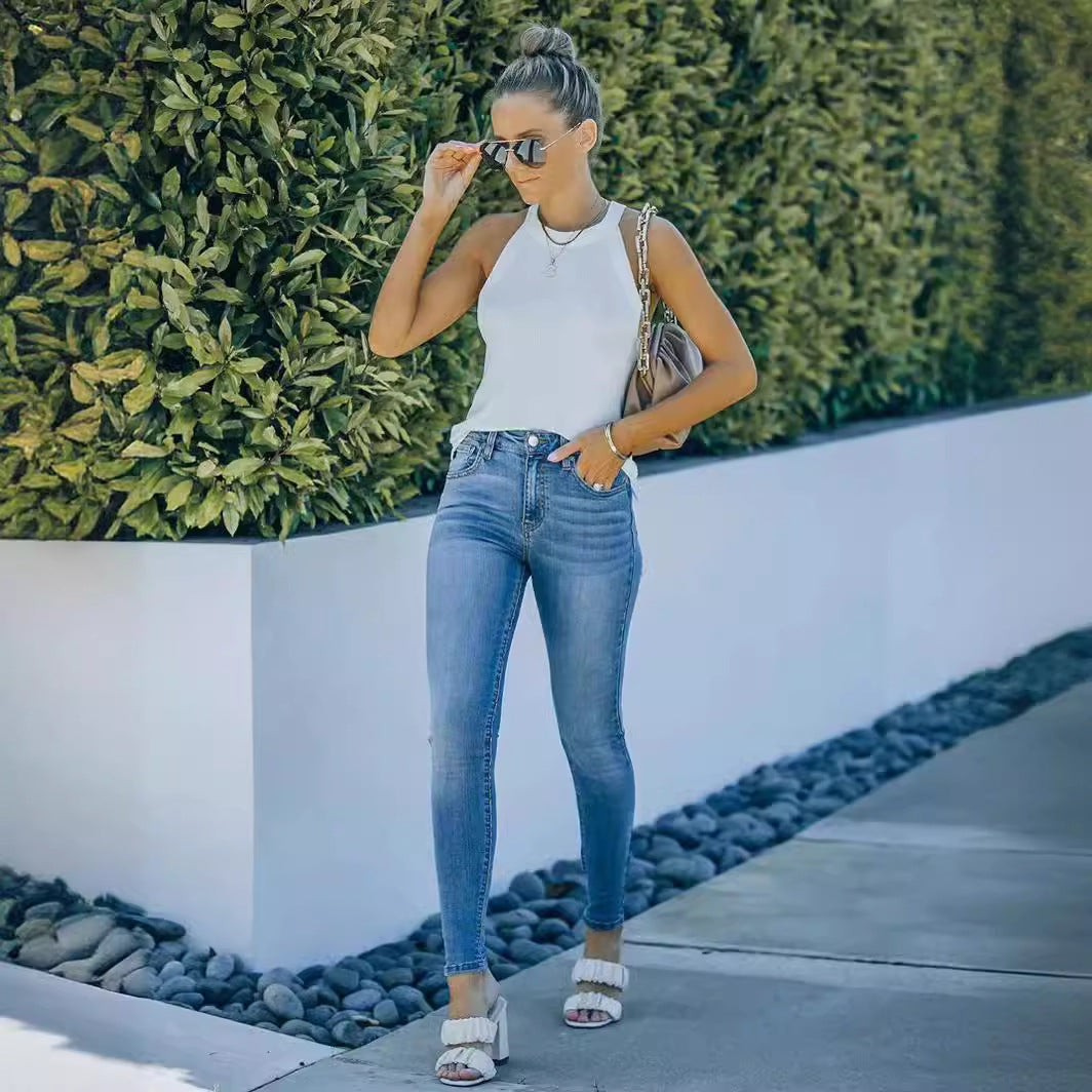 Skinny-Fit Stretch Faded Jeans