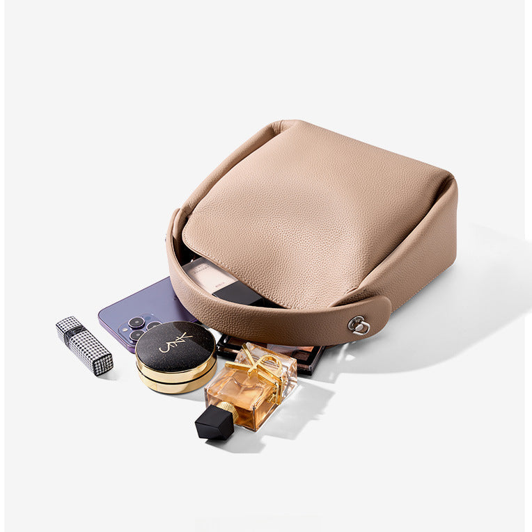 Genuine Cowhide Leather Handbag with Shoulder/Crossbody Strap