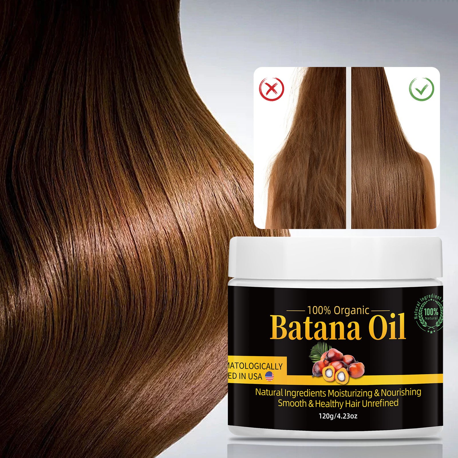 100% Organic Batana Oil, Moisturizing & Nourishing, Smooth & Healthy Hair, Repair Damaged Hair