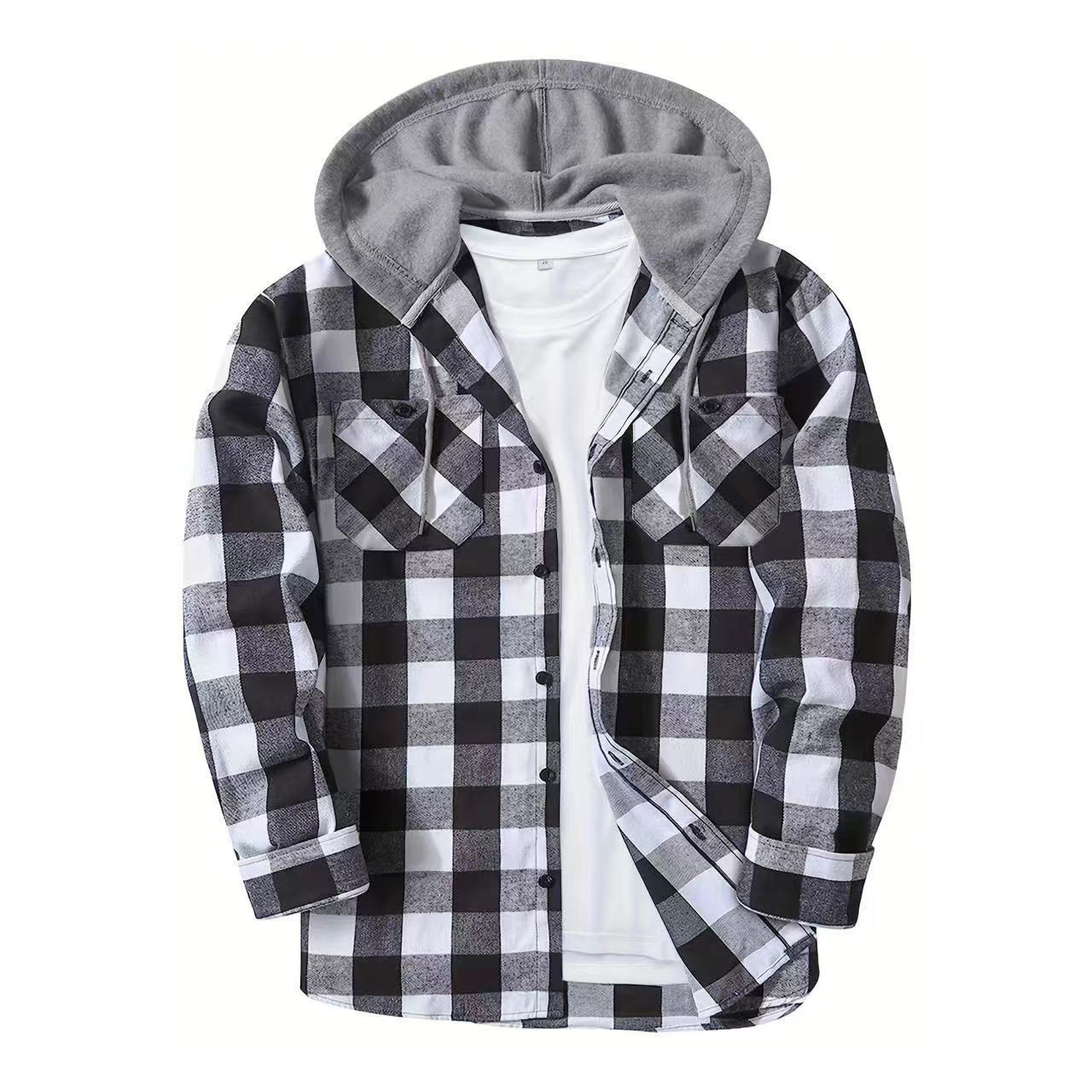 Flannel Hooded Shirt Jacket