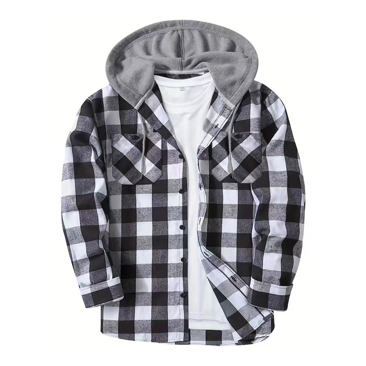 Hooded Plaid Flannel Shirt