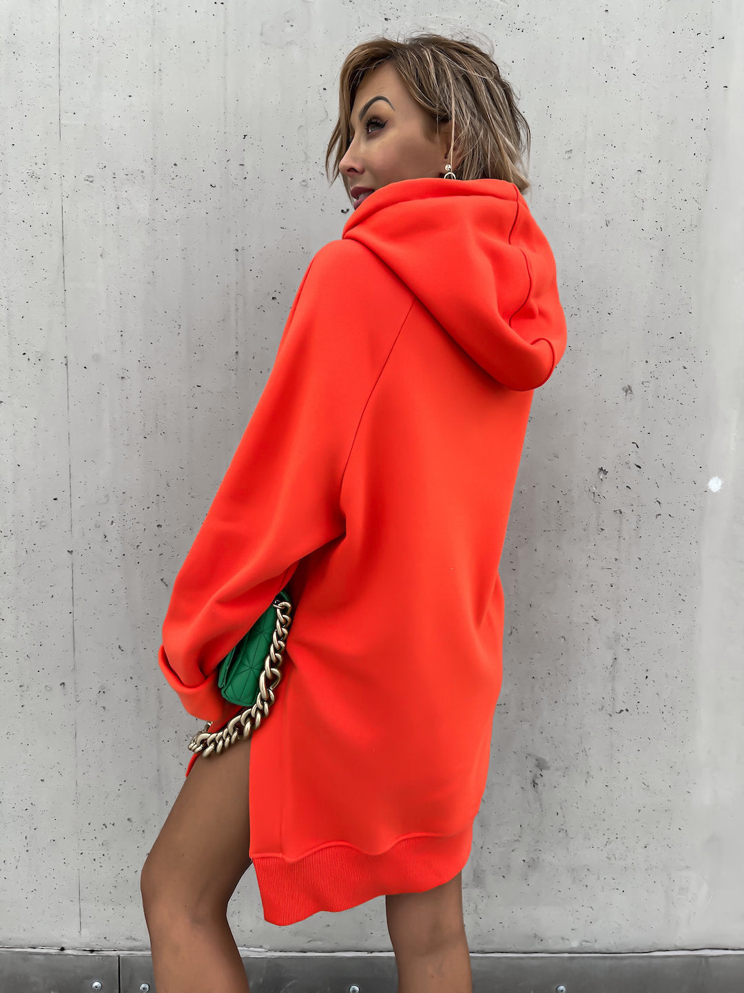 Long Side Slit Zip-Up Hoodie